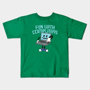 Fun With Computers - Retro Styled Computer Mascot Kids T-Shirt